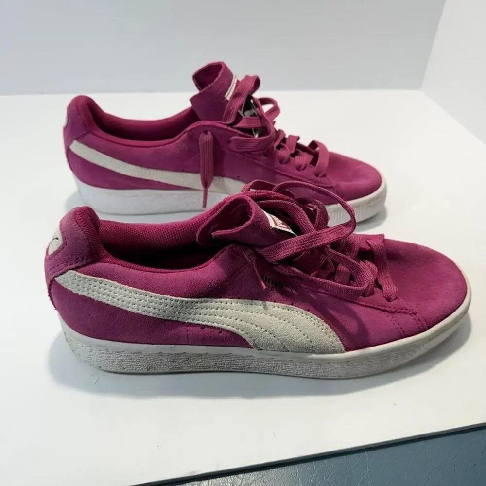 Puma Suede Classic Womens 8.5 355462-79 Fuchsia Magenta White Low Top Sneakers